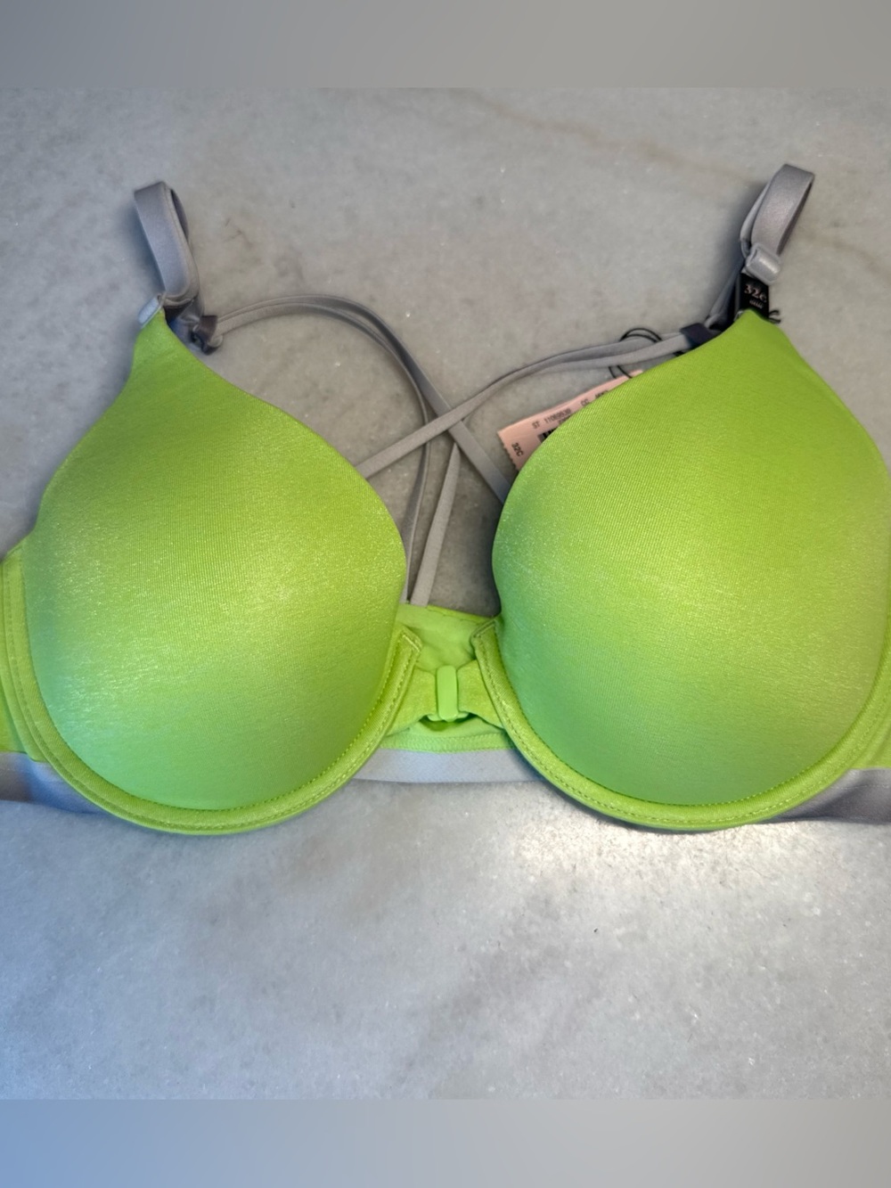 Victoria’s Secret Racerback Semi Demi Uplift Bra Lime Green Neon 32C VS New